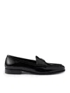 Prada Triangle Logo Patent Leather Loafers In Black