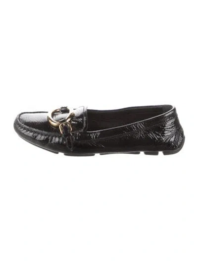 Pre-owned Prada Patent Leather Loafers In Black