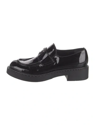 Pre-owned Prada Patent Leather Loafers In Black