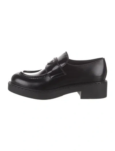 Pre-owned Prada Patent Leather Loafers In Black