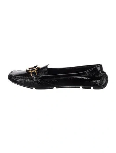 Pre-owned Prada Patent Leather Loafers In Black