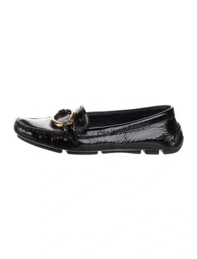 Pre-owned Prada Patent Leather Loafers In Black