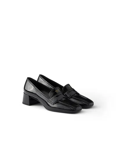 Prada Patent Leather Loafers In Black