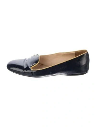 Pre-owned Prada Patent Leather Loafers In Blue