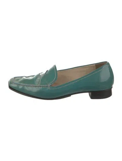 Pre-owned Prada Patent Leather Loafers In Blue