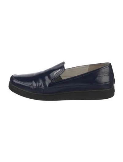 Pre-owned Prada Patent Leather Loafers In Blue