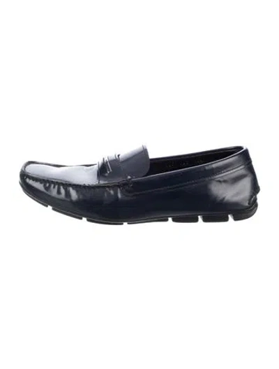 Pre-owned Prada Patent Leather Loafers In Blue
