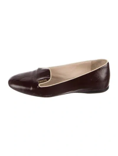 Pre-owned Prada Patent Leather Loafers In Brown