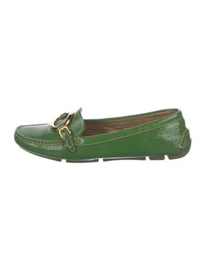 Pre-owned Prada Patent Leather Loafers In Green