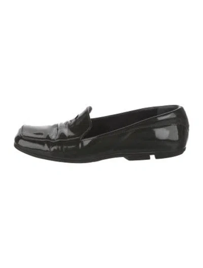 Pre-owned Prada Patent Leather Loafers In Green