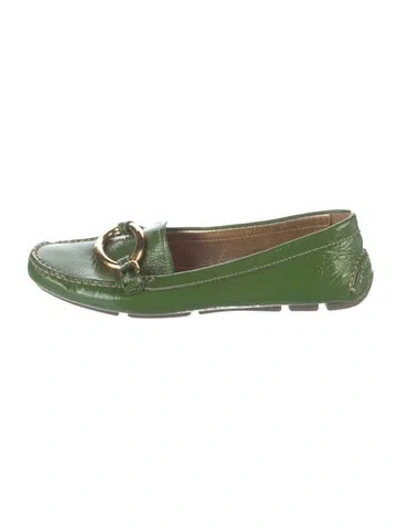 Pre-owned Prada Patent Leather Loafers In Green