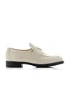 Prada Logo-plaque Patent Leather Loafers In Ivory