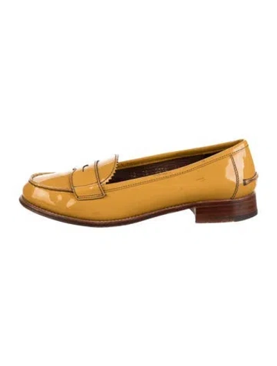 Pre-owned Prada Patent Leather Loafers Patent Leather Loafers In Yellow