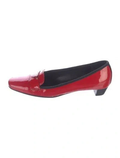 Pre-owned Prada Patent Leather Loafers In Red