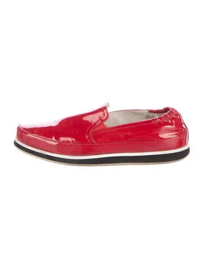 Pre-owned Prada Patent Leather Loafers In Red