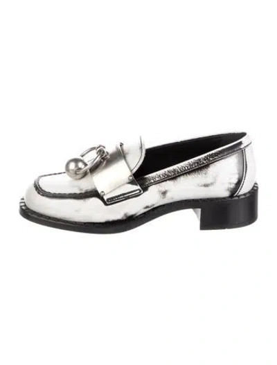 Pre-owned Prada Patent Leather Loafers In White