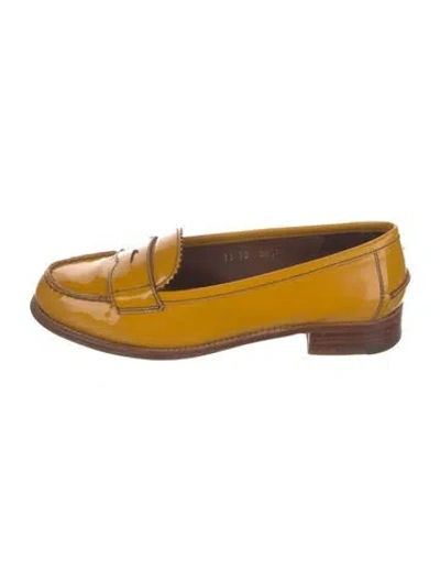 Pre-owned Prada Patent Leather Loafers In Yellow