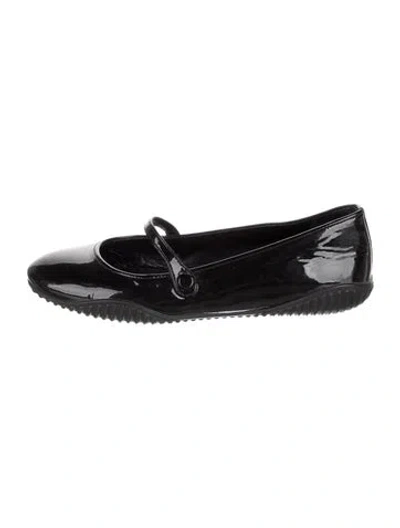 Pre-owned Prada Patent Leather Mary Jane Flats In Black