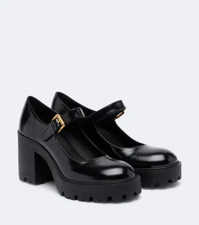 Prada Patent Leather Mary Jane Pumps In Animal Print