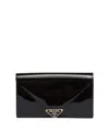Prada Patent-leather Envelope Bag In Black