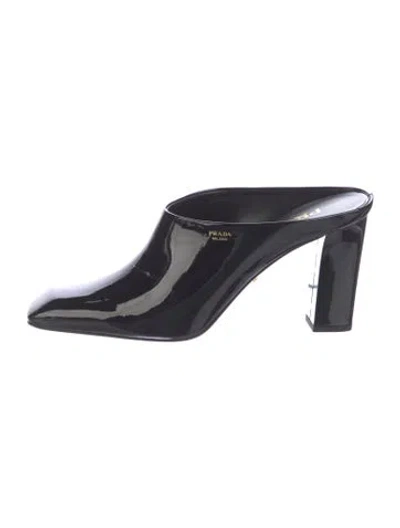 Pre-owned Prada Patent Leather Mules In Black
