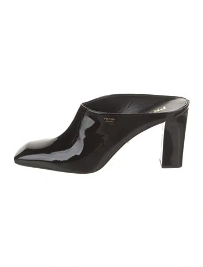 Pre-owned Prada Patent Leather Mules In Black