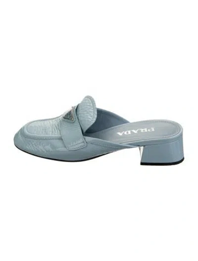 Pre-owned Prada Patent Leather Mules In Blue