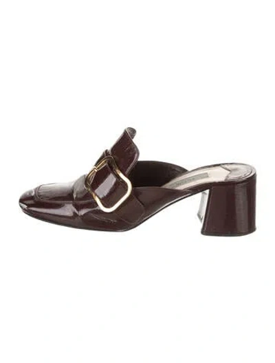 Pre-owned Prada Patent Leather Mules In Brown