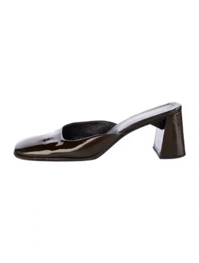 Pre-owned Prada Patent Leather Mules In Brown