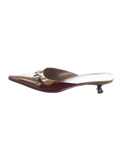 Pre-owned Prada Patent Leather Mules In Burgundy