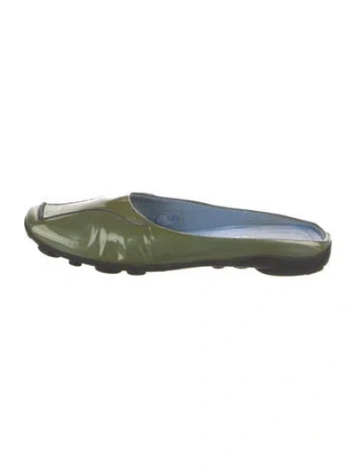 Pre-owned Prada Patent Leather Mules In Green