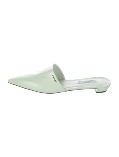Pre-owned Prada Patent Leather Mules In Green