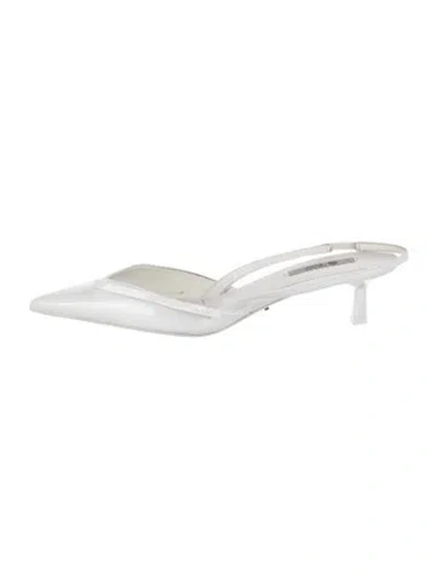 Pre-owned Prada Patent Leather Mules In White