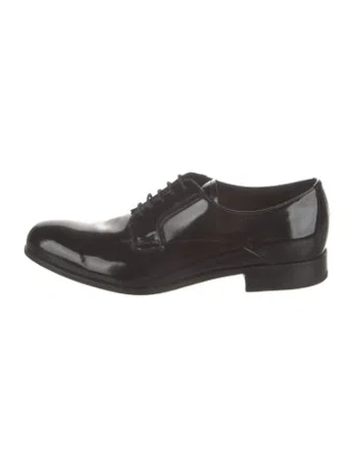 Pre-owned Prada Patent Leather Oxfords In Black