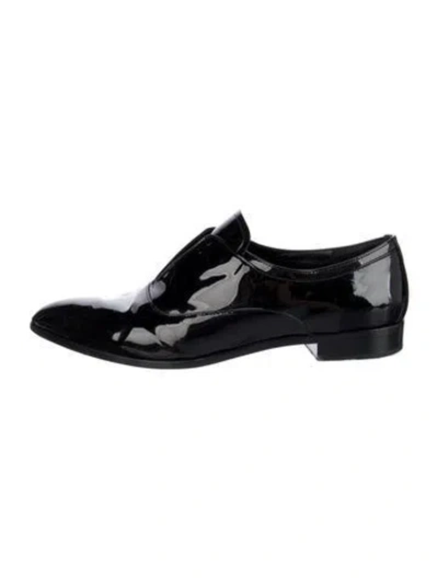 Pre-owned Prada Patent Leather Oxfords In Black