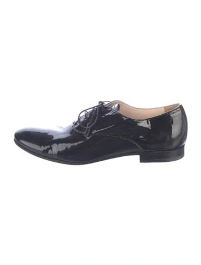 Pre-owned Prada Patent Leather Oxfords In Blue