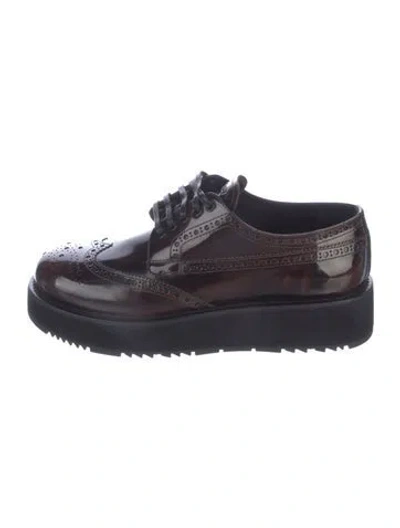 Pre-owned Prada Patent Leather Oxfords W/ Tags In Blue