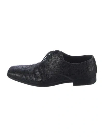 Pre-owned Prada Patent Leather Paisley Print Oxfords In Black