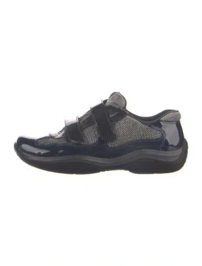 Pre-owned Prada Patent Leather Patterned Sneakers In Gray
