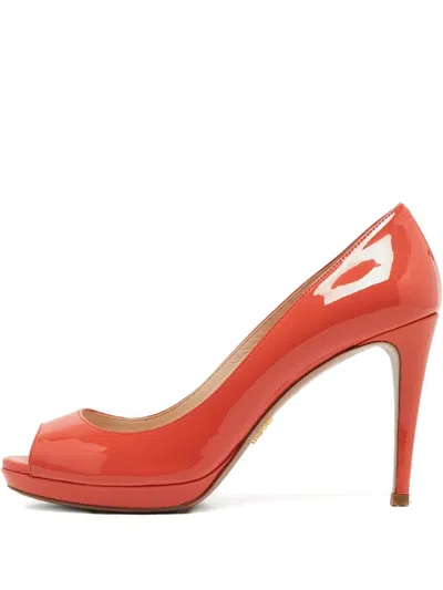 Pre-owned Prada Patent Leather Peep-toe Pumps