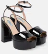Prada Patent Leather Platform Sandals In Nero
