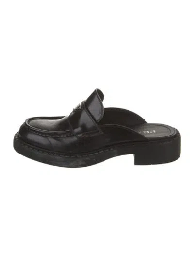 Pre-owned Prada Patent Leather Pleated Accents Mules W/ Tags In Black