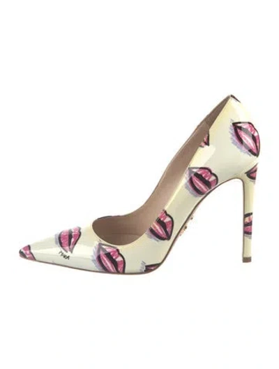 Pre-owned Prada Patent Leather Printed D'orsay Pumps In Neutral