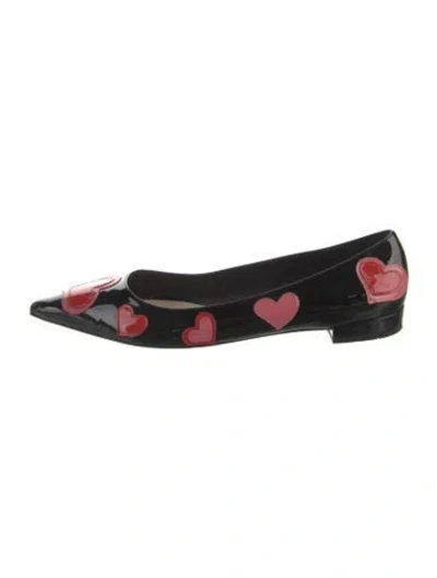 Pre-owned Prada Patent Leather Printed Flats In Black