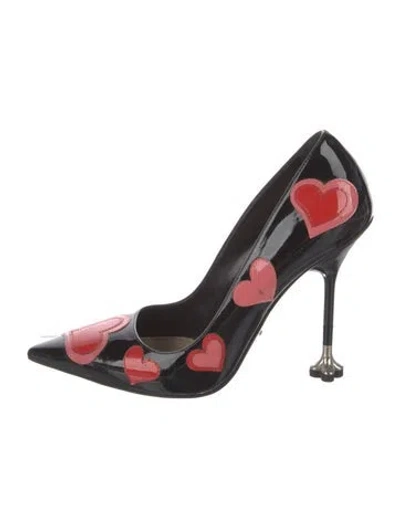 Pre-owned Prada Patent Leather Printed Pumps In Black