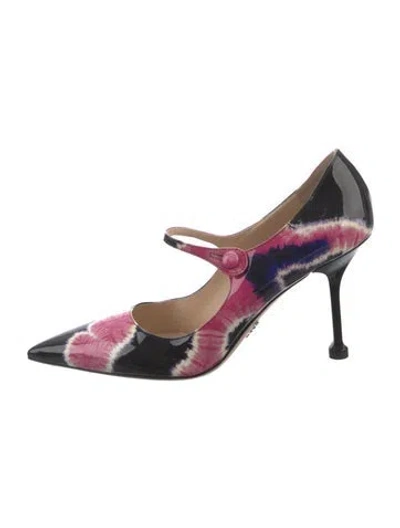 Pre-owned Prada Patent Leather Printed Pumps In Black