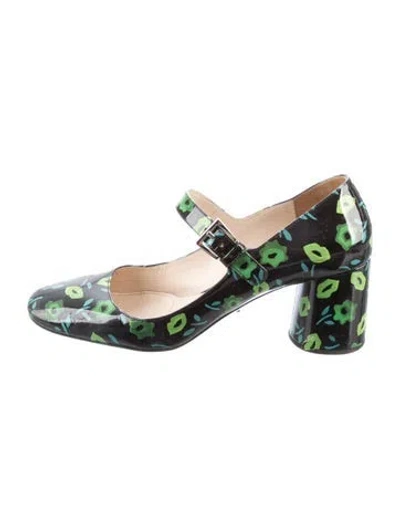 Pre-owned Prada Patent Leather Printed Pumps In Green