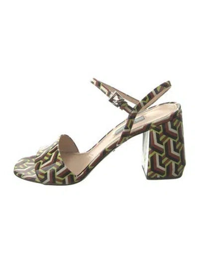 Pre-owned Prada Patent Leather Printed Sandals In Multi