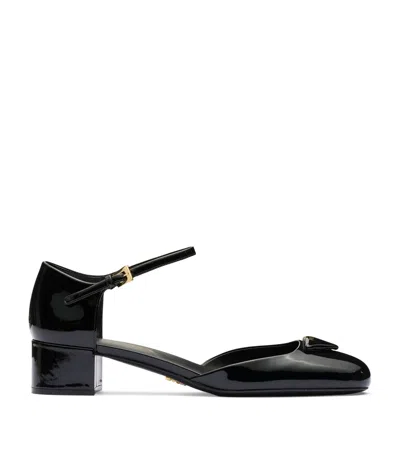 Prada Womens Black Brand-plaque Patent-leather Mary Jane Courts