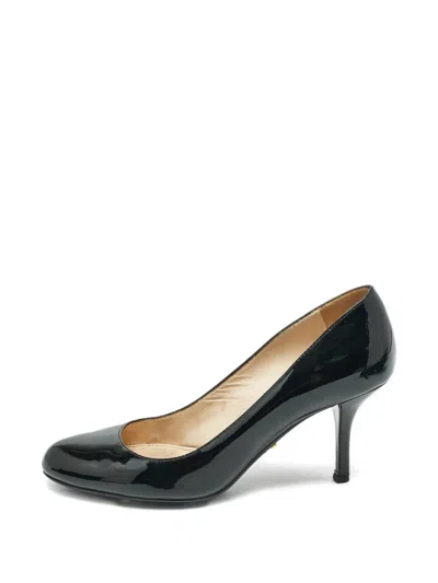 Pre-owned Prada 80mm Patent Leather Pumps In Black